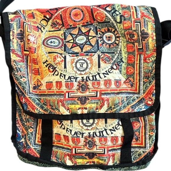 House of Blues Help Ever Hurt Never Multicolored Canvas Messenger Crossbody Bag - Picture 2 of 14